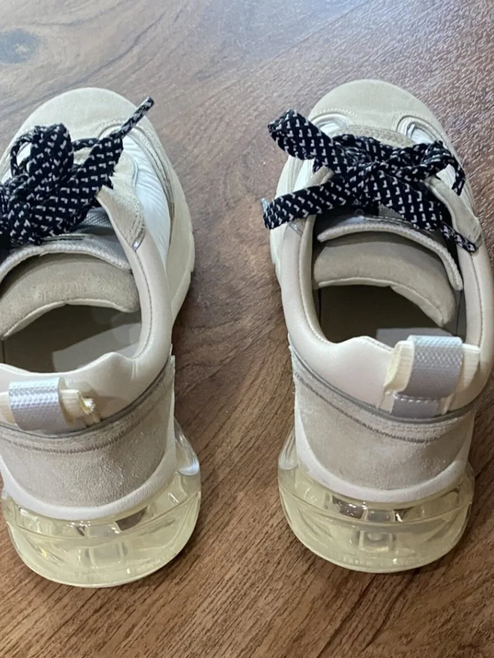 White/Beige Tory BURCH Sneakers with Black/White Shoe Strings-Sz 8